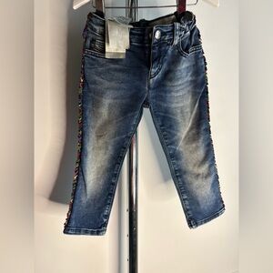 Diesel Girls Blue Slim Jeans with Floral Side Trim Size 24M